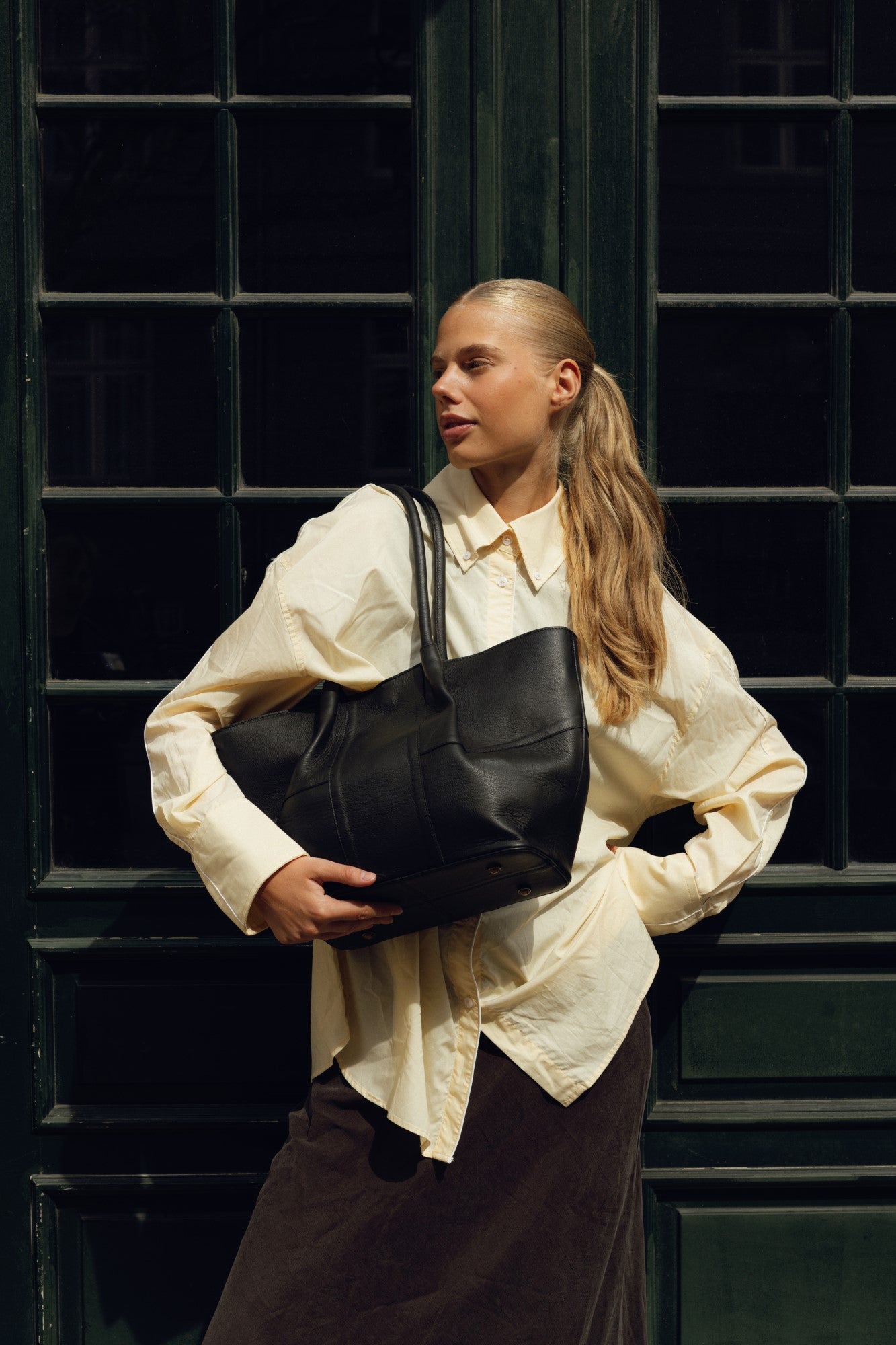 Mane leðurtaska minni, svört