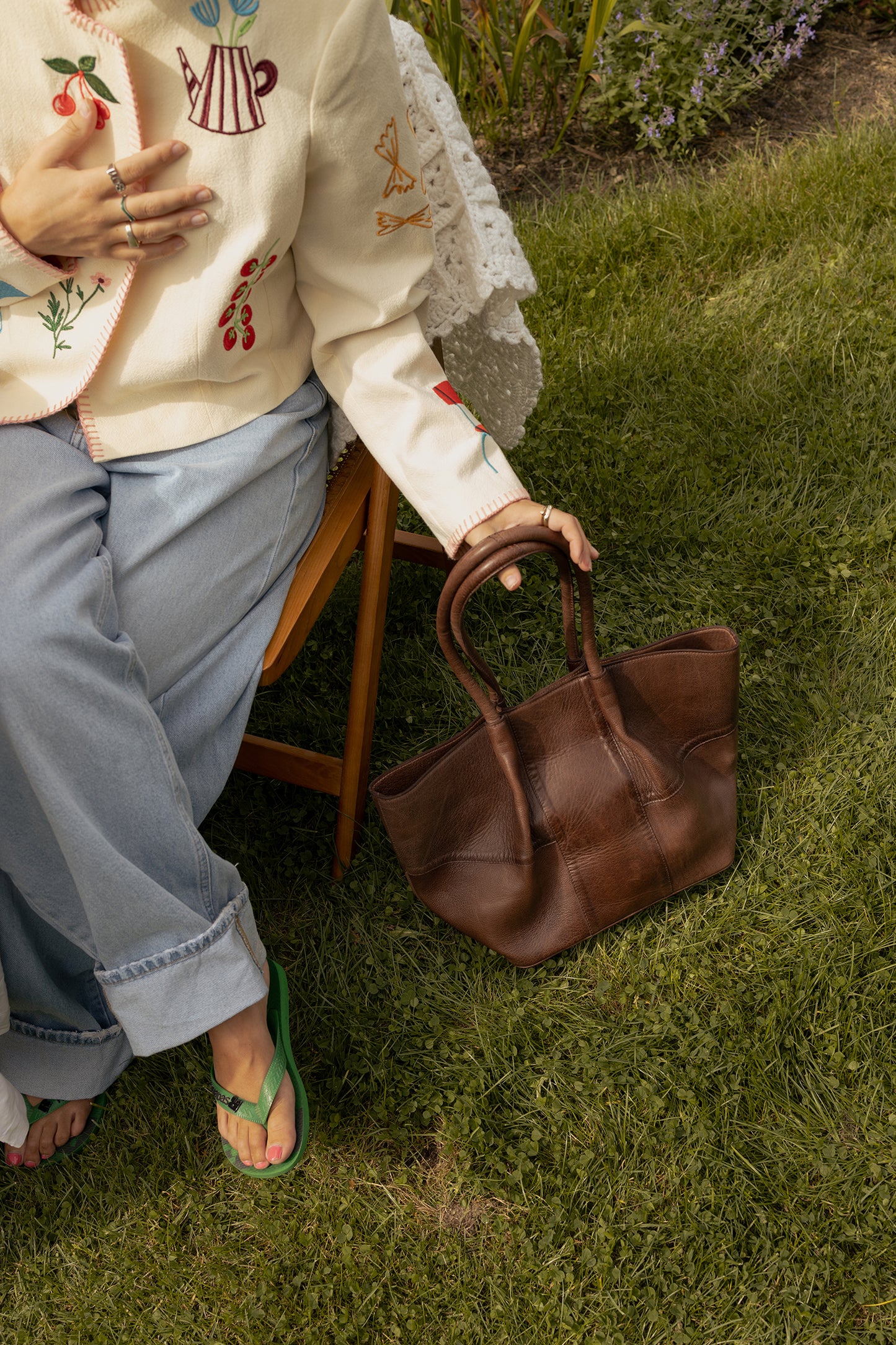 Mane leðurtaska minni, woodsmoke brún