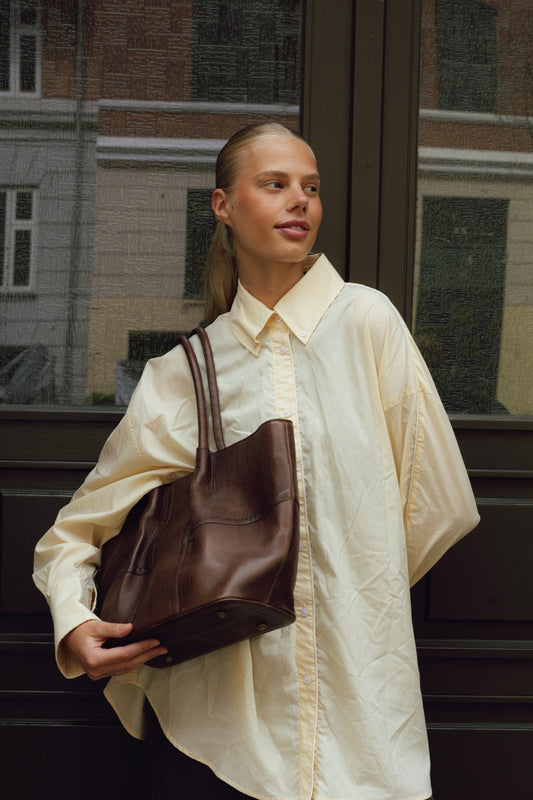 Mane leðurtaska minni, woodsmoke brún