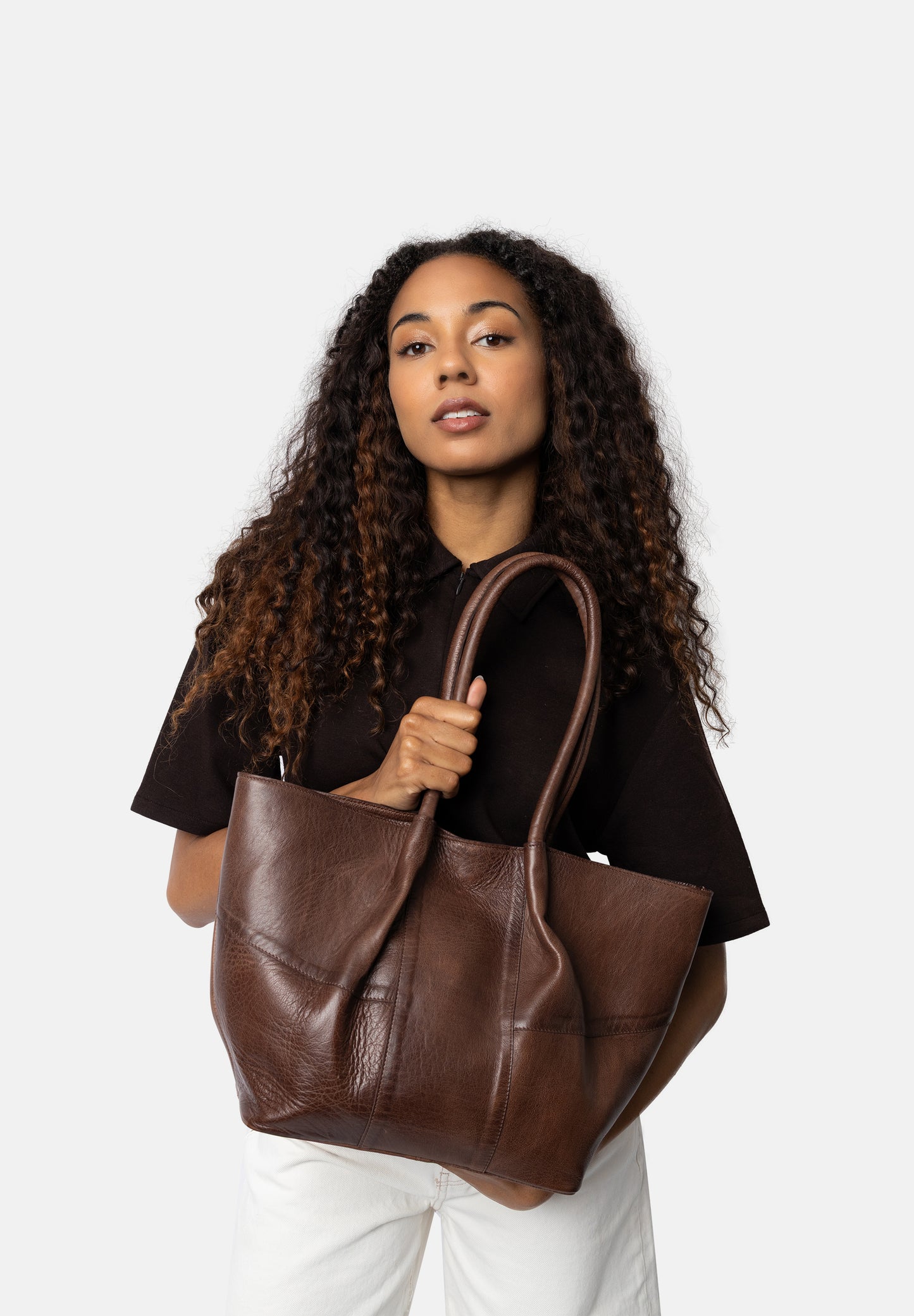 Mane leðurtaska minni, woodsmoke brún