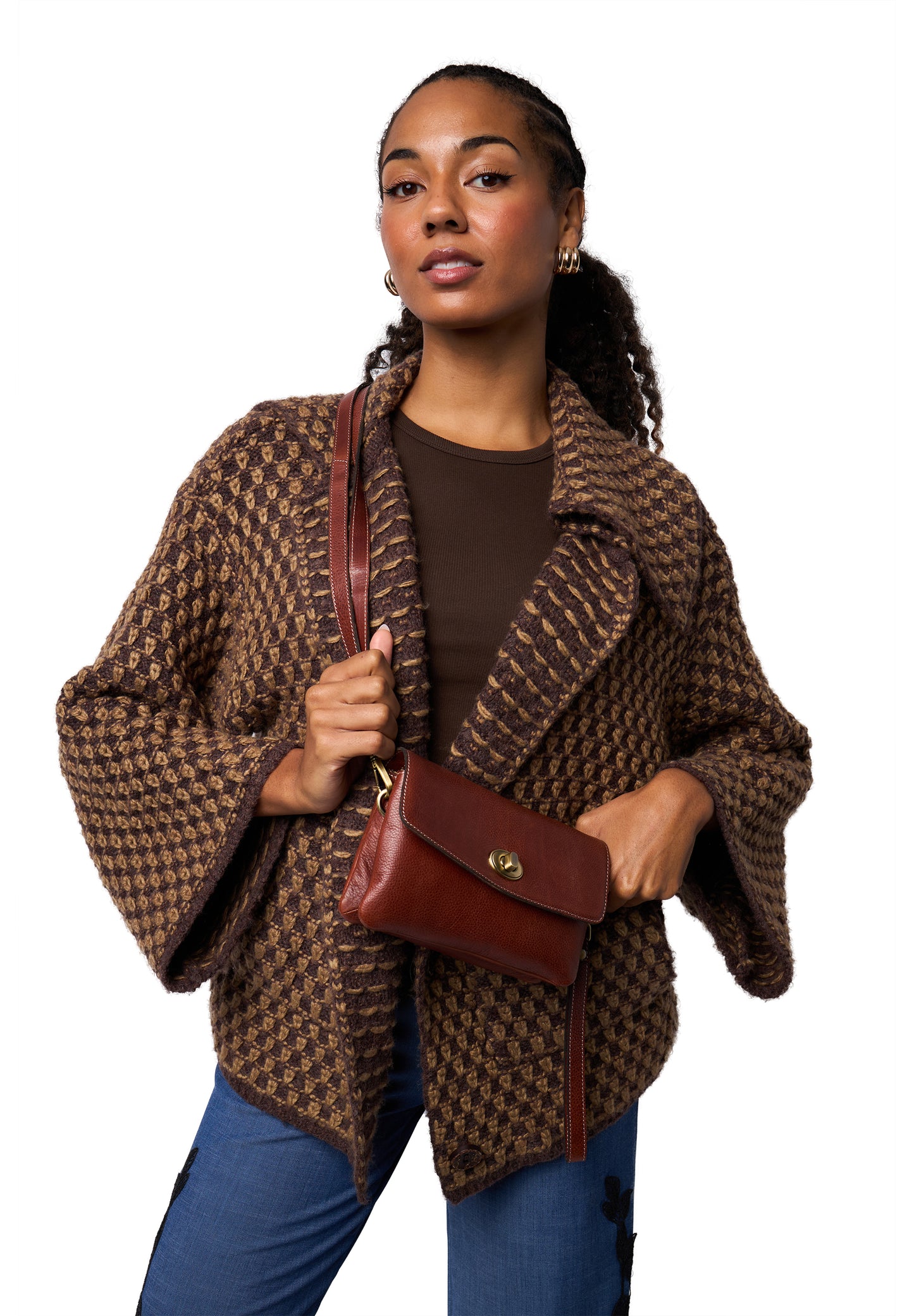 Nisha leðurtaska, cognac