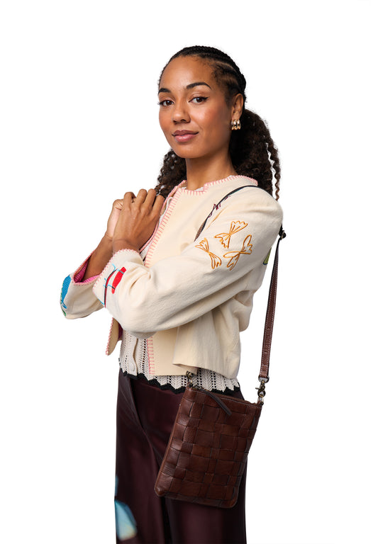 Noor leðurtaska lítil, woodsmoke