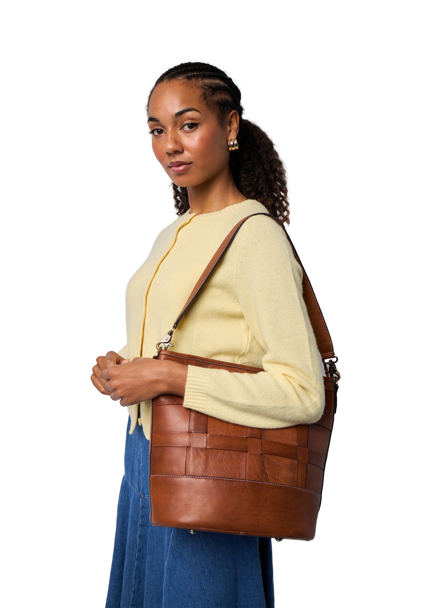 Noor leðutaska stór, walnut