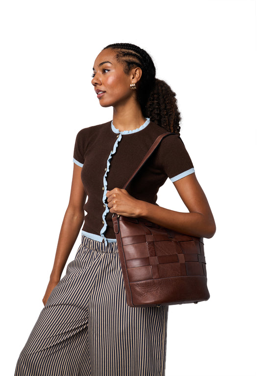 Noor leðutaska stór, woodsmoke