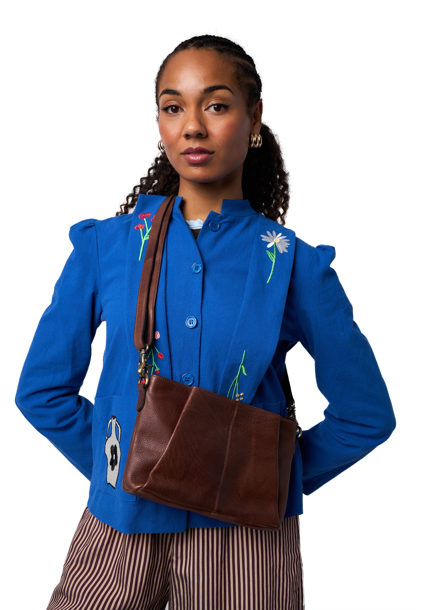 Nisa leðurtaska, lítil, woodsmoke