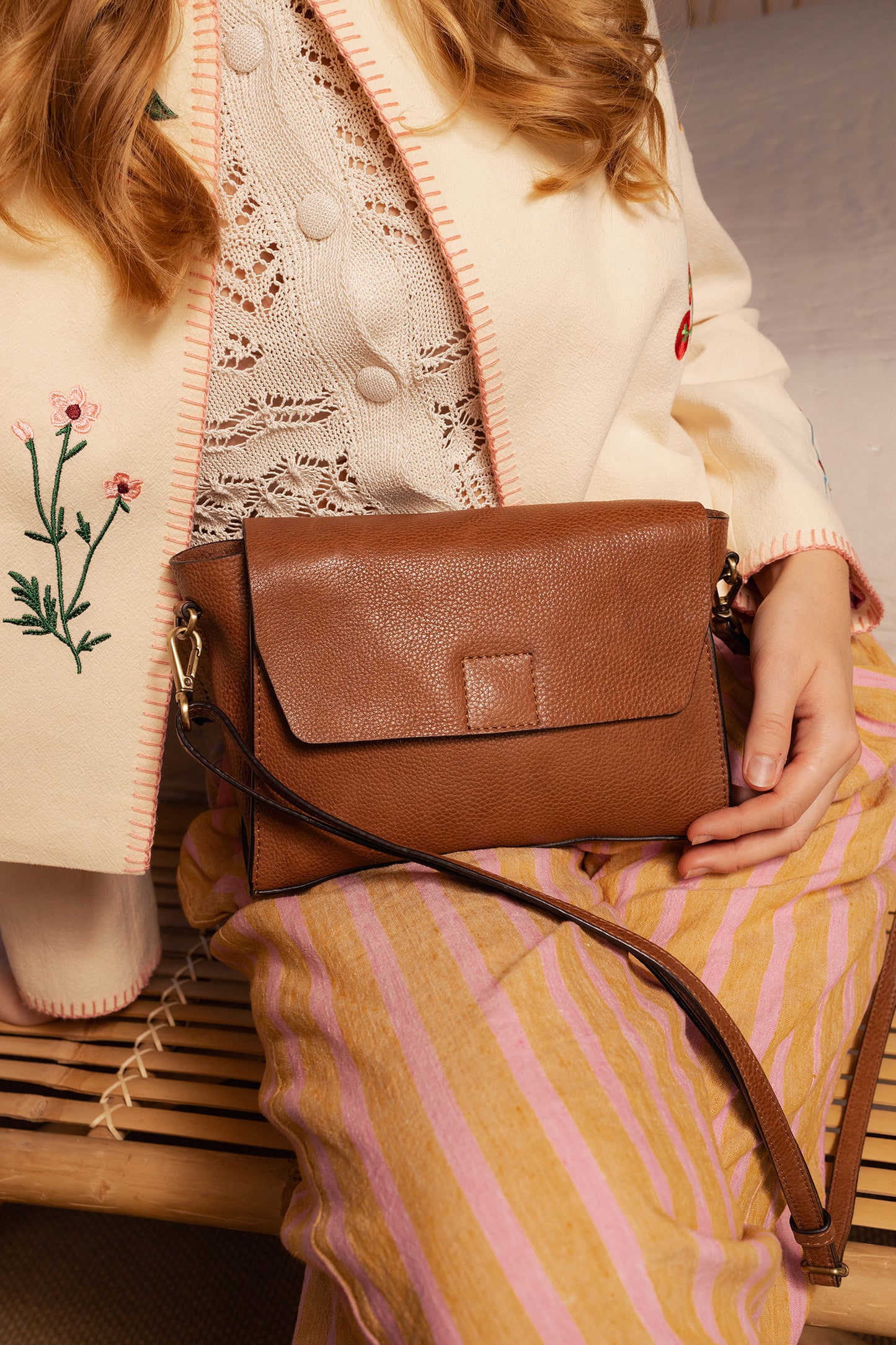 Nana leðurtaska, tan