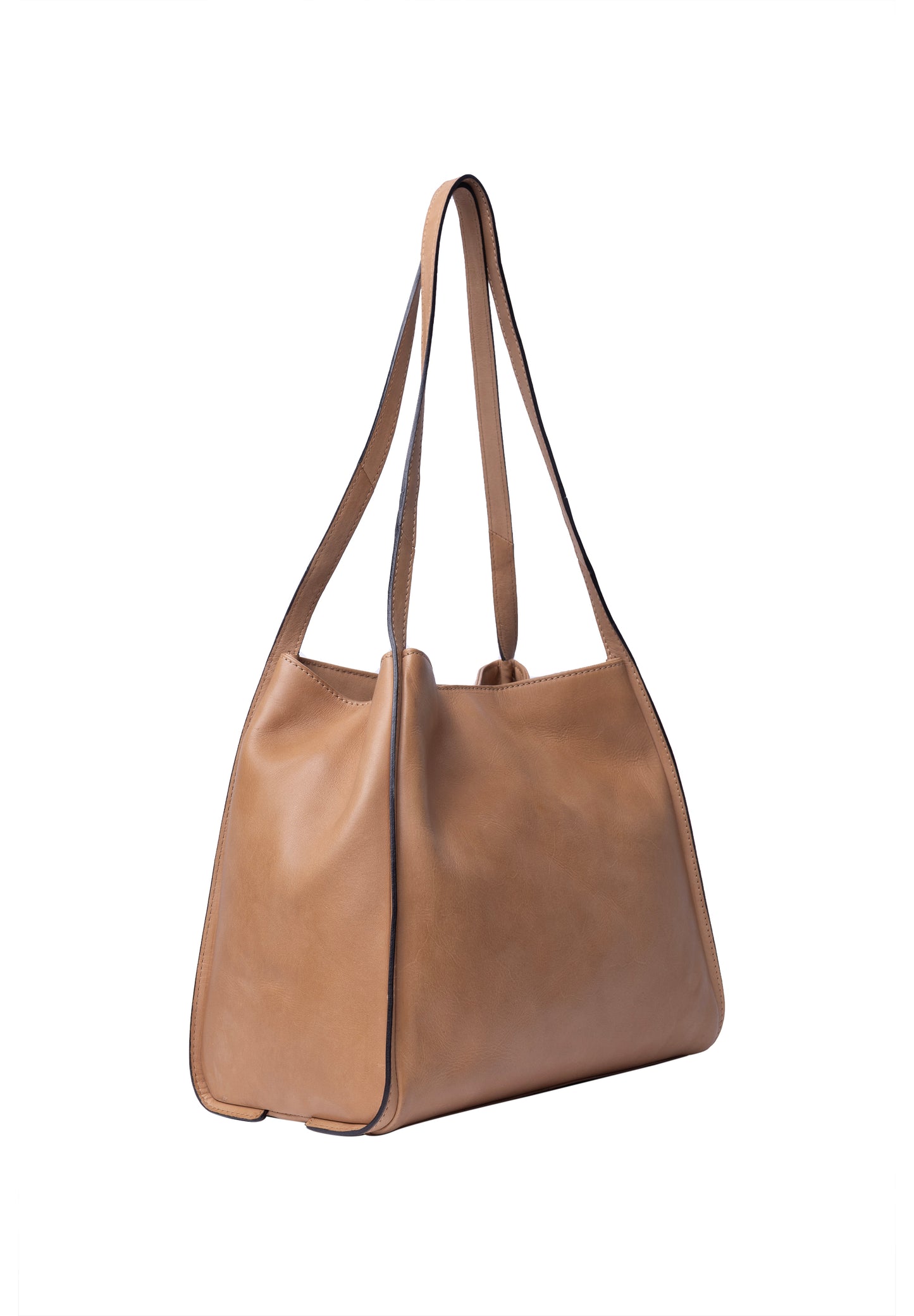 Nino leðurshopper, camel