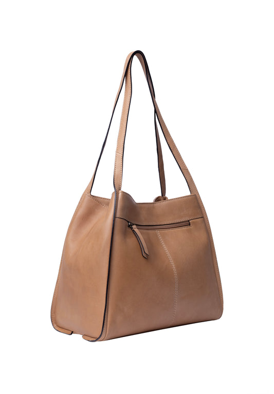 Nino leðurshopper, camel