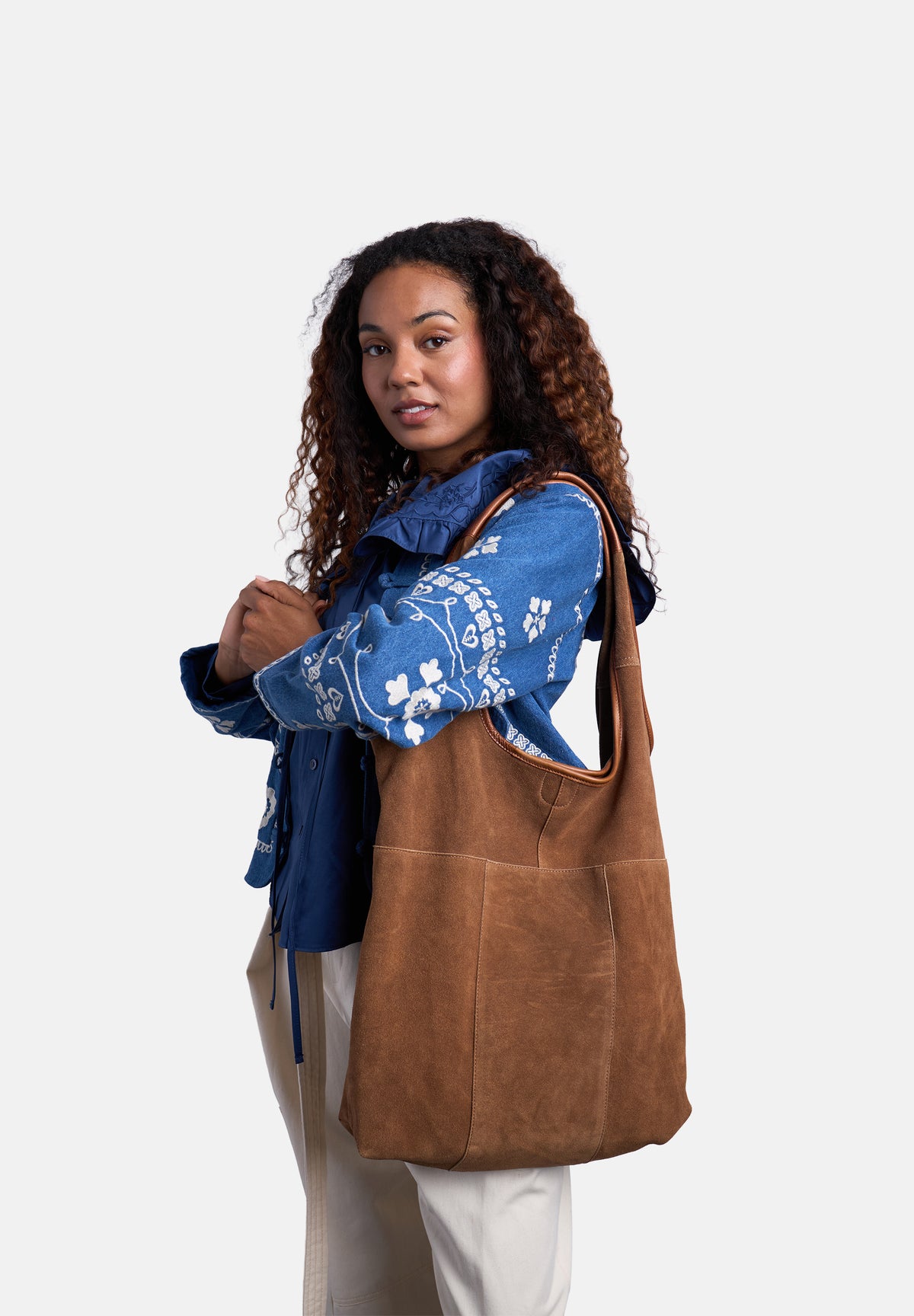 Lyra shopper, rúskinn -walnut