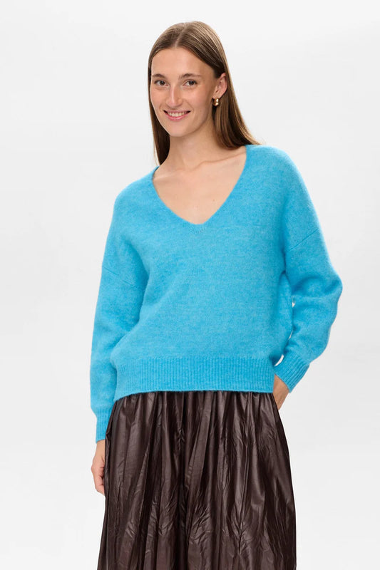 NuRiette v-neck peysa, blá