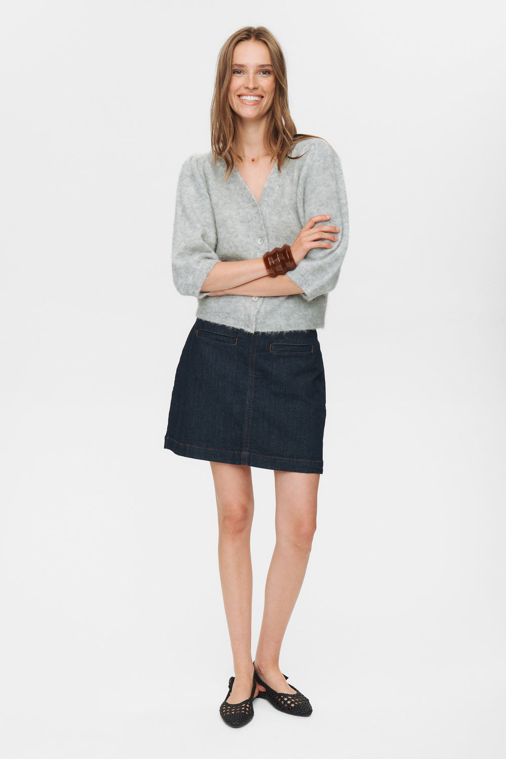 NuSuri cardigan peysa, grá
