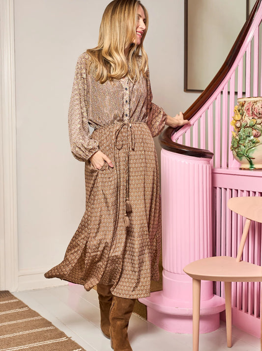 Luna raglan kjóll, nougat