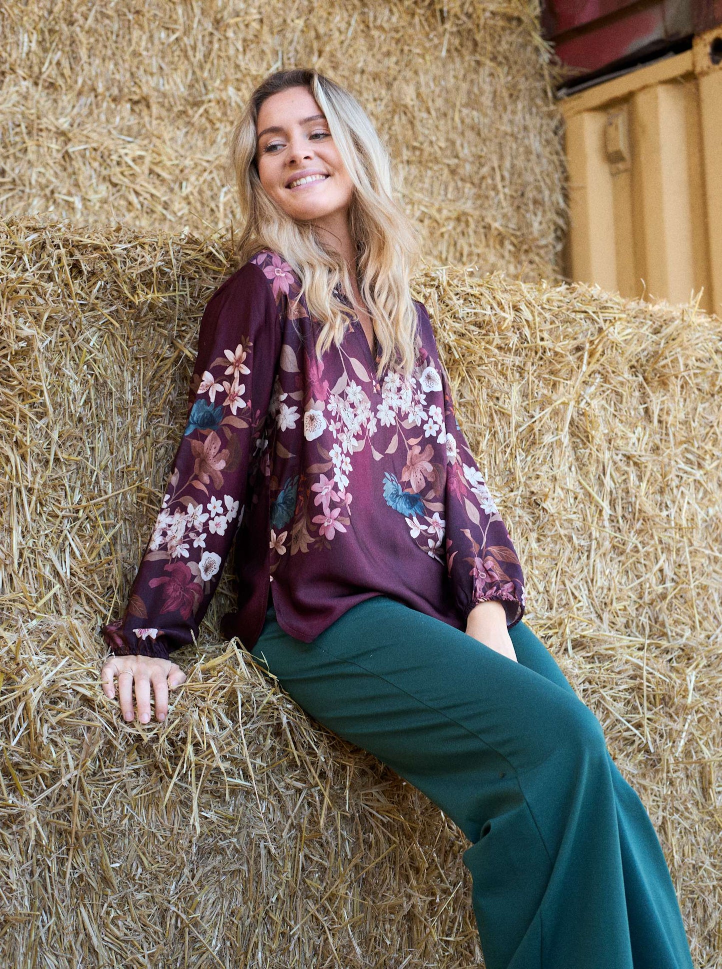 Zendaya blússa, vínrauð