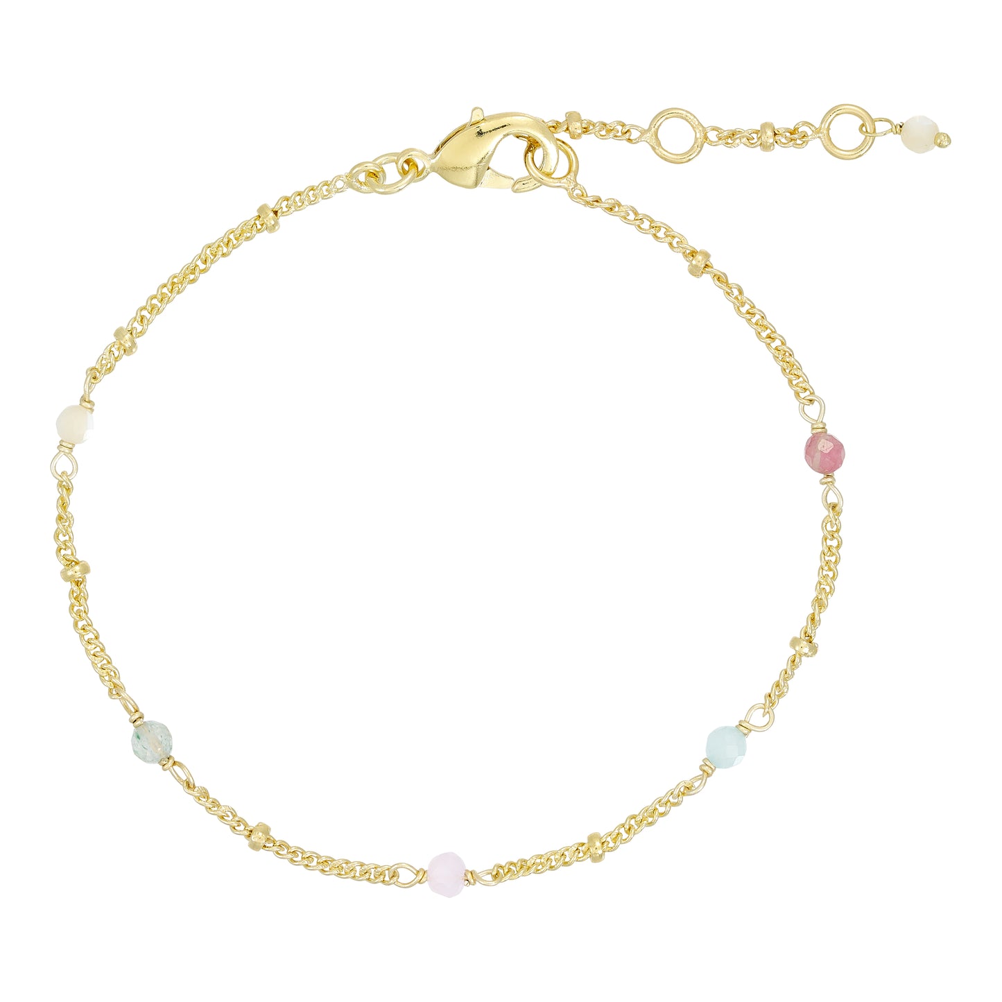 Armband með steinum,multi pastel
