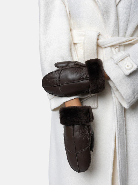 Henny leðurlúffur, dökkbrúnar