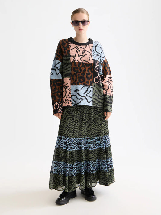 Jacquard oversized peysa