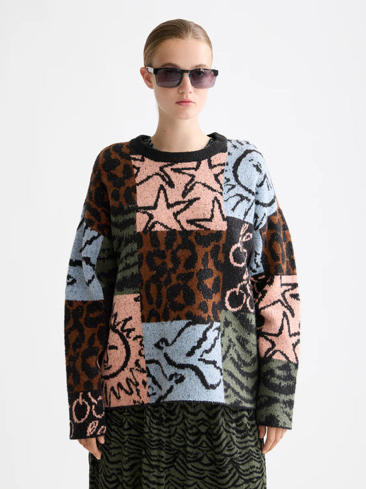 Jacquard oversized peysa