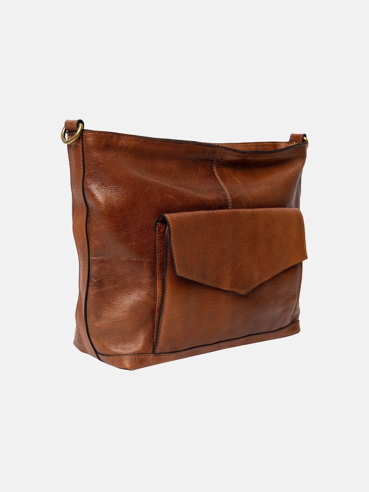 Luzia leðurtaska stærri, walnut