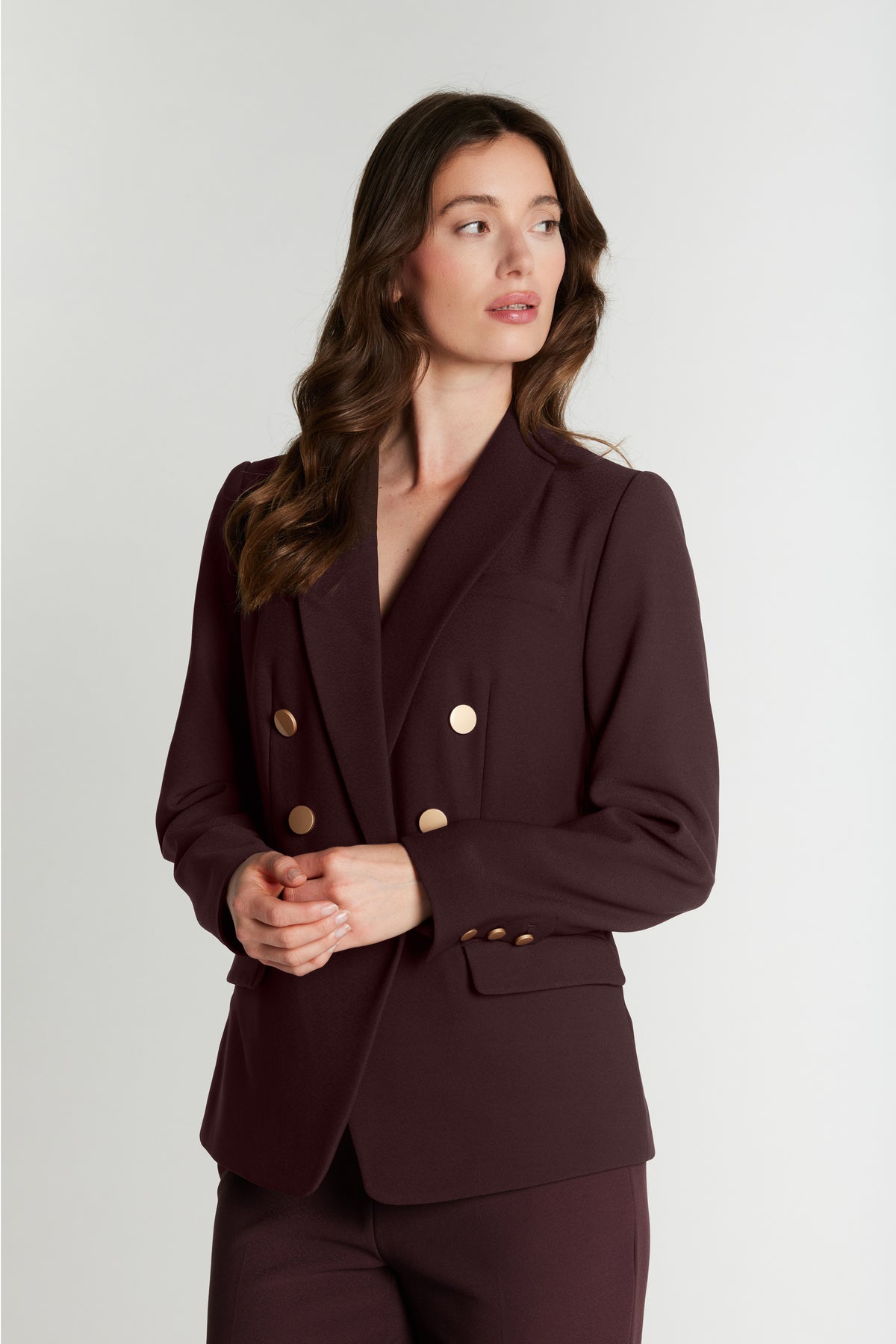 Eloise Olana RDF blazer, merlot wine