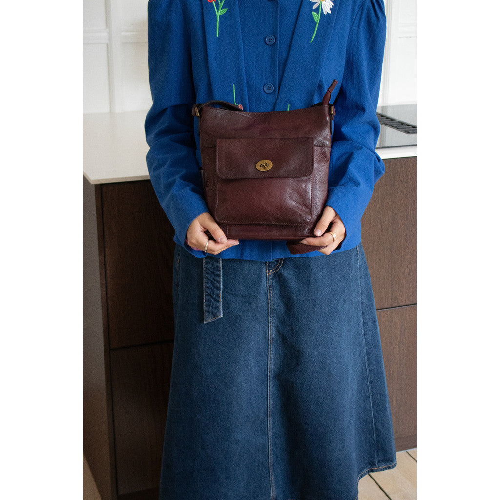 Kay leðurtaska, dark cherry