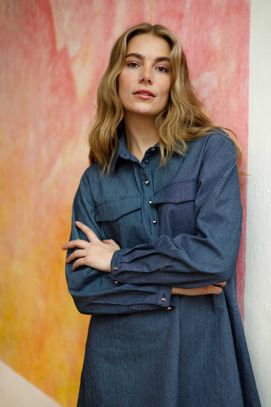 Astrid skyrtukjóll, blár