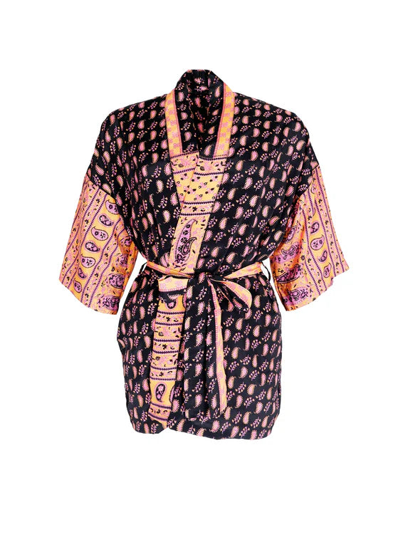 Luna stuttur kimono, svartur