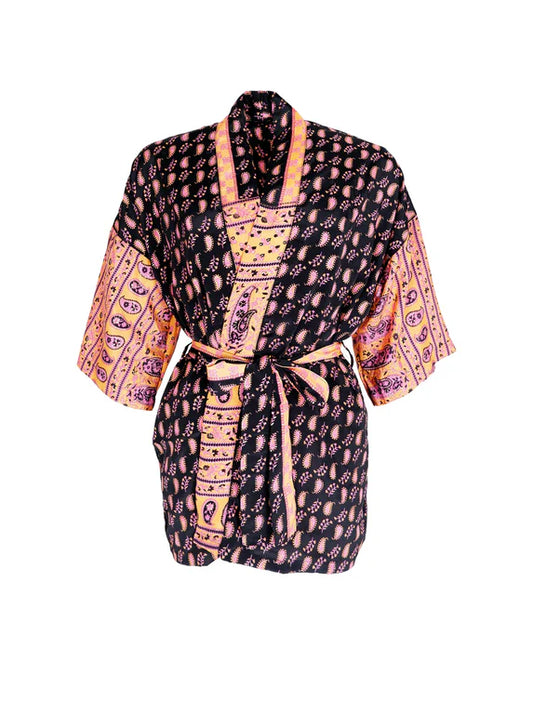 Luna stuttur kimono, svartur