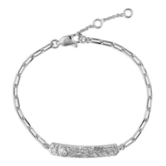 Armband með plötu, silfur