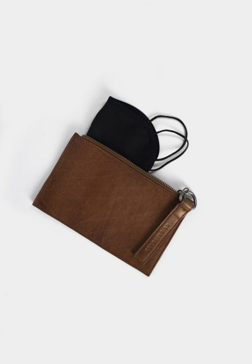 Elodie leðurclutch, walnut