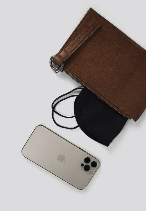 Elodie leðurclutch, walnut